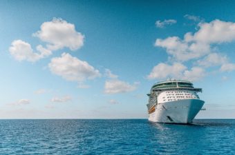 cruise ship inn the ocean on a clear day